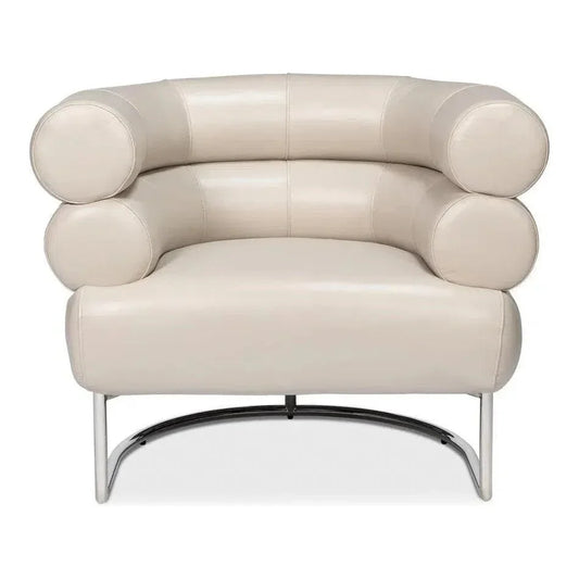 Rondo Steel & Leather White Armless Chair - LOOMLAN - Sarreid - Club Chairs