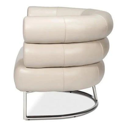Rondo Steel & Leather White Armless Chair - LOOMLAN - Sarreid - Club Chairs