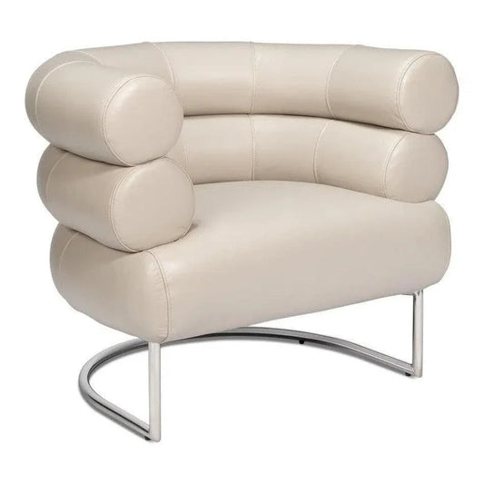 Rondo Steel & Leather White Armless Chair - LOOMLAN - Sarreid - Club Chairs
