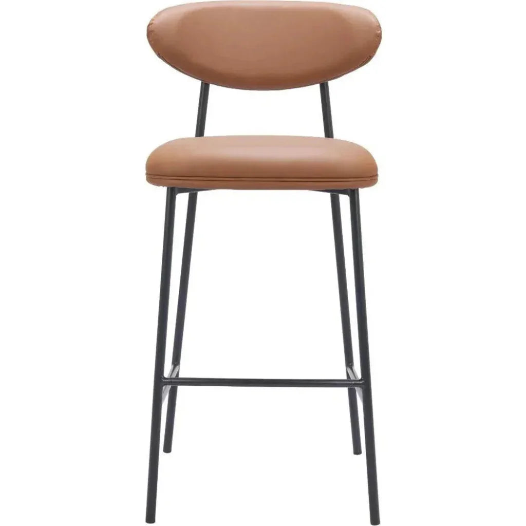 Rorun Wood and Steel Brown Barstool 2PC - LOOMLAN - Zuo Modern - Bar Stools