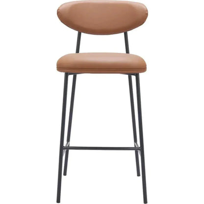 Rorun Wood and Steel Brown Barstool 2PC - LOOMLAN - Zuo Modern - Bar Stools
