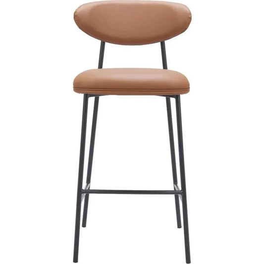 Rorun Wood and Steel Brown Barstool 2PC - LOOMLAN - Zuo Modern - Bar Stools