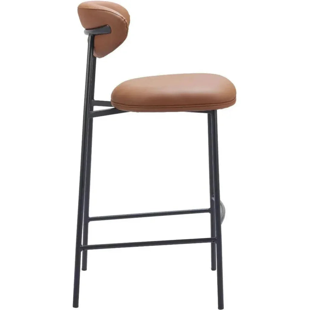 Rorun Wood and Steel Brown Barstool 2PC - LOOMLAN - Zuo Modern - Bar Stools