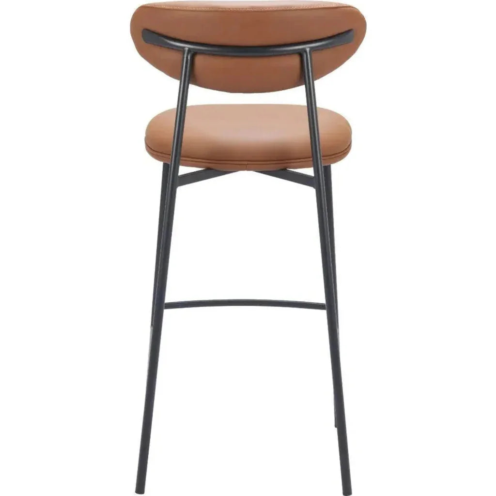 Rorun Wood and Steel Brown Barstool 2PC - LOOMLAN - Zuo Modern - Bar Stools