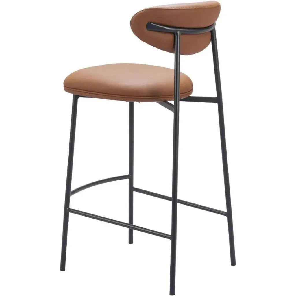 Rorun Wood and Steel Brown Barstool 2PC - LOOMLAN - Zuo Modern - Bar Stools