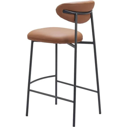 Rorun Wood and Steel Brown Barstool 2PC - LOOMLAN - Zuo Modern - Bar Stools