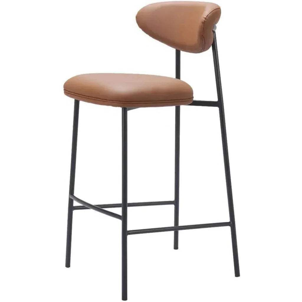 Rorun Wood and Steel Brown Barstool 2PC - LOOMLAN - Zuo Modern - Bar Stools