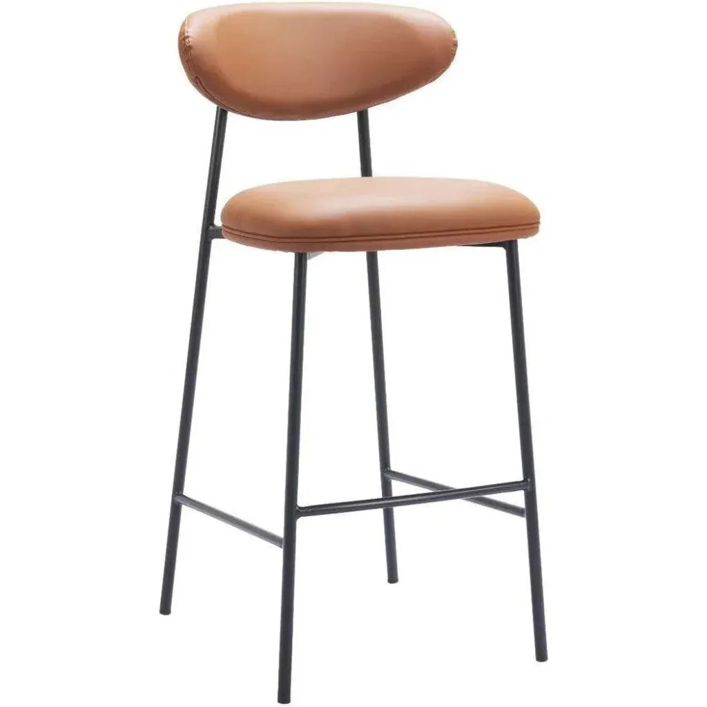 Rorun Wood and Steel Brown Barstool 2PC - LOOMLAN - Zuo Modern - Bar Stools