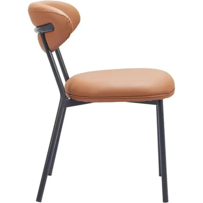 Rorun Wood & Steel Brown Dining Chair 2PC - LOOMLAN - Zuo Modern - Dining Chairs