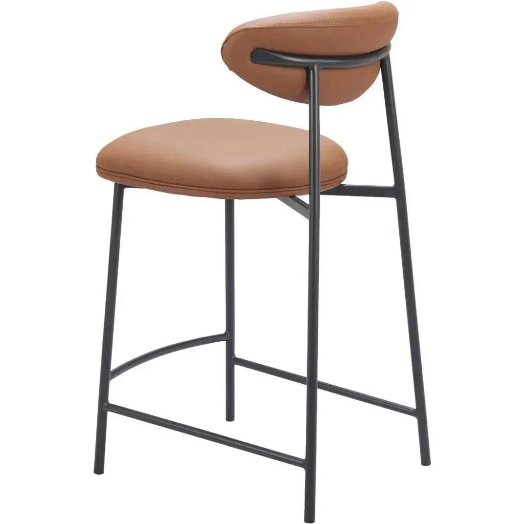 Rorun Wood and Steel Brown Counter Stool 2PC - LOOMLAN - Zuo Modern - Counter Stools