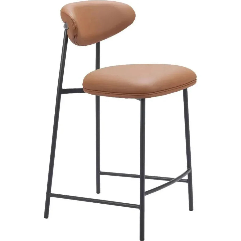 Rorun Wood and Steel Brown Counter Stool 2PC - LOOMLAN - Zuo Modern - Counter Stools