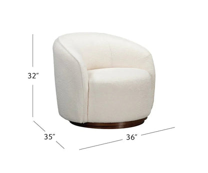 Rory White Swivel Accent Chair - LOOMLAN - Bassett Mirror - Club Chairs