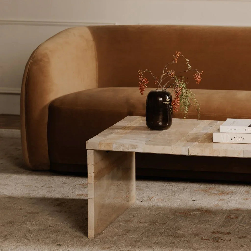 Rosa Rosso Levanto Marble Outdoor Coffee Table-Outdoor Coffee Tables-Moe's Home-LOOMLAN