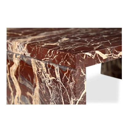 Rosa Rosso Levanto Marble Outdoor Coffee Table-Outdoor Coffee Tables-Moe's Home-LOOMLAN