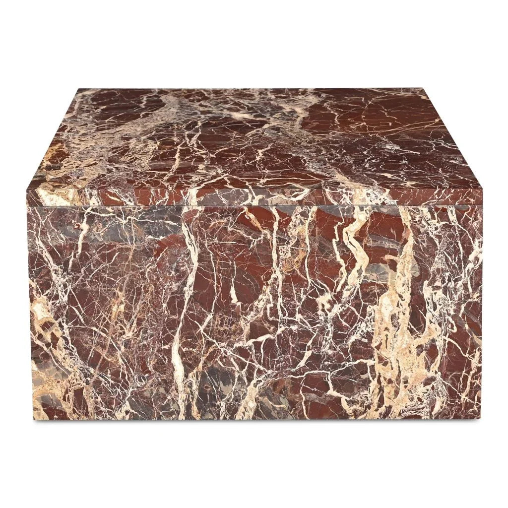 Rosa Rosso Levanto Marble Outdoor Coffee Table-Outdoor Coffee Tables-Moe's Home-LOOMLAN