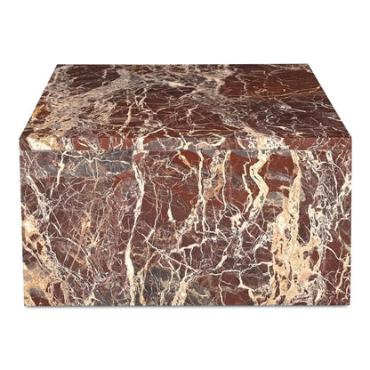 Rosa Rosso Levanto Marble Outdoor Coffee Table-Outdoor Coffee Tables-Moe's Home-LOOMLAN