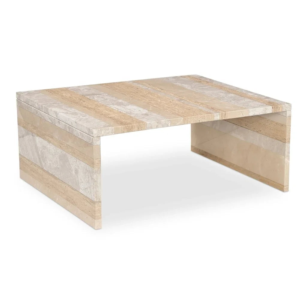 Rosa Rosso Levanto Marble Outdoor Coffee Table-Outdoor Coffee Tables-Moe's Home-Mixed Marble-LOOMLAN