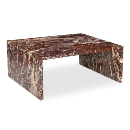 Rosa Rosso Levanto Marble Outdoor Coffee Table-Outdoor Coffee Tables-Moe's Home-Rosso Levanto Marble-LOOMLAN
