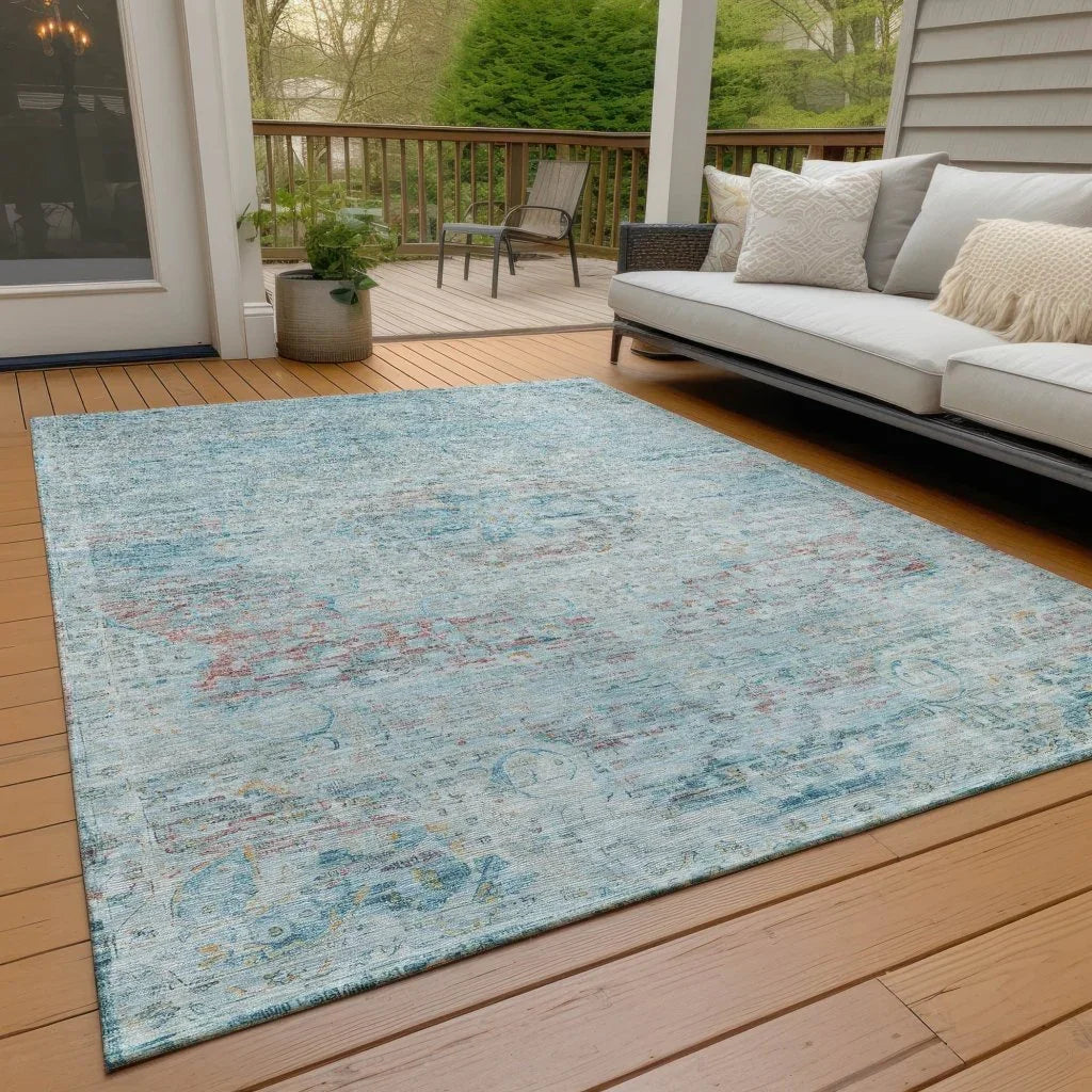 Rosantha Blue Washable Indoor - Outdoor Rug - LOOMLAN - LOOMLAN Rugs - Outdoor Rugs