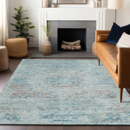 Rosantha Blue Washable Indoor - Outdoor Rug - LOOMLAN - LOOMLAN Rugs - Outdoor Rugs