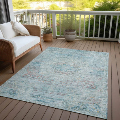 Rosantha Blue Washable Indoor - Outdoor Rug - LOOMLAN - LOOMLAN Rugs - Outdoor Rugs