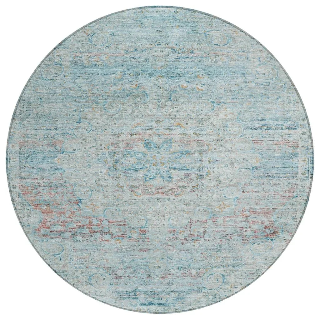 Rosantha Blue Washable Indoor - Outdoor Rug - LOOMLAN - LOOMLAN Rugs - Outdoor Rugs