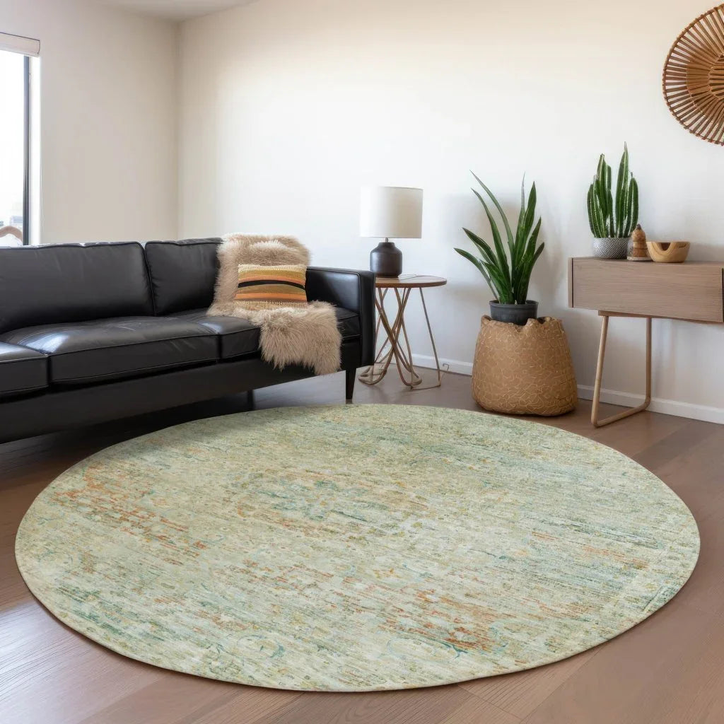 Rosantha Green Washable Indoor - Outdoor Rug - LOOMLAN - LOOMLAN Rugs - Outdoor Rugs