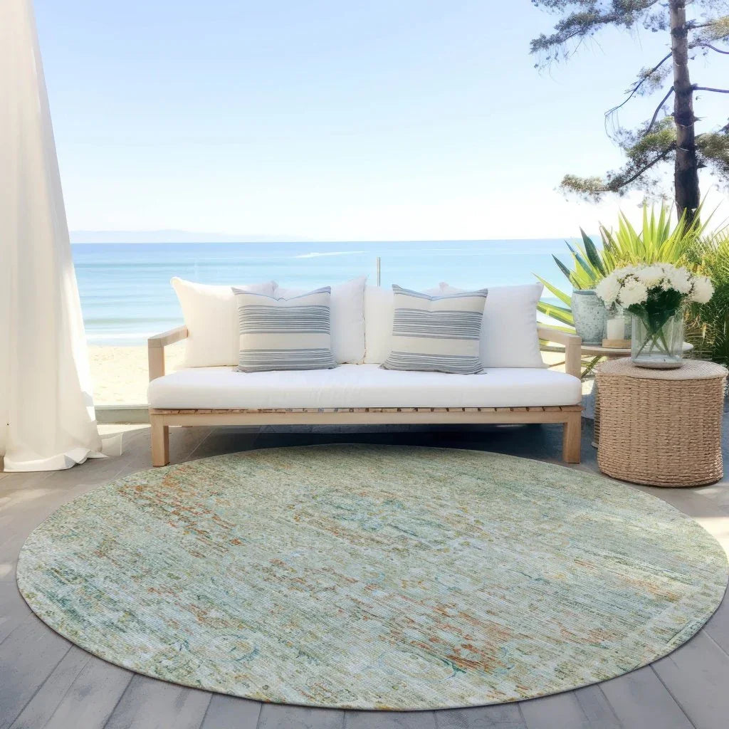 Rosantha Green Washable Indoor - Outdoor Rug - LOOMLAN - LOOMLAN Rugs - Outdoor Rugs
