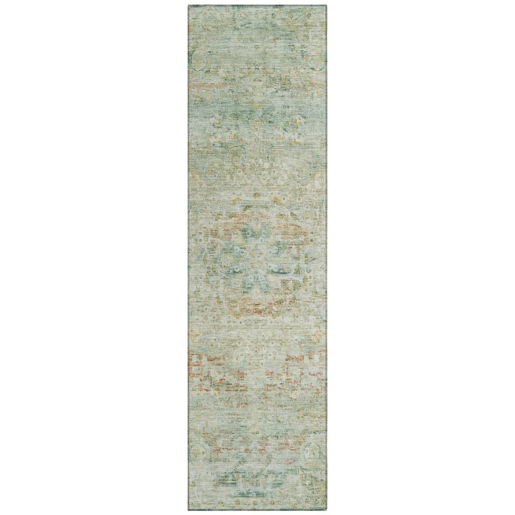 Rosantha Green Washable Indoor - Outdoor Rug - LOOMLAN - LOOMLAN Rugs - Outdoor Rugs