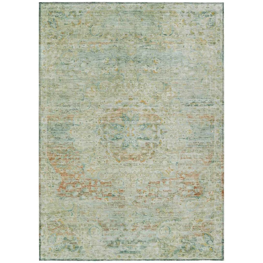 Rosantha Green Washable Indoor - Outdoor Rug - LOOMLAN - LOOMLAN Rugs - Outdoor Rugs