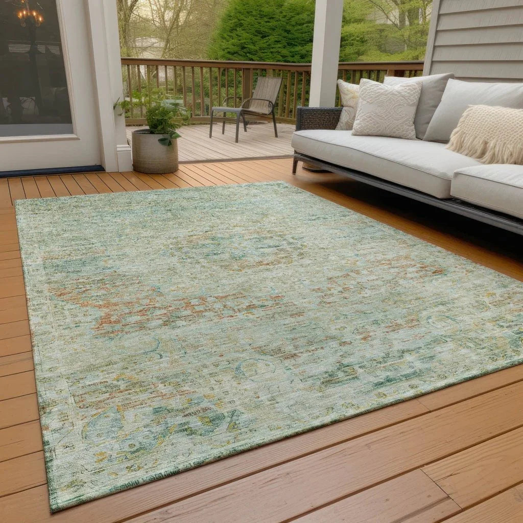 Rosantha Green Washable Indoor - Outdoor Rug - LOOMLAN - LOOMLAN Rugs - Outdoor Rugs