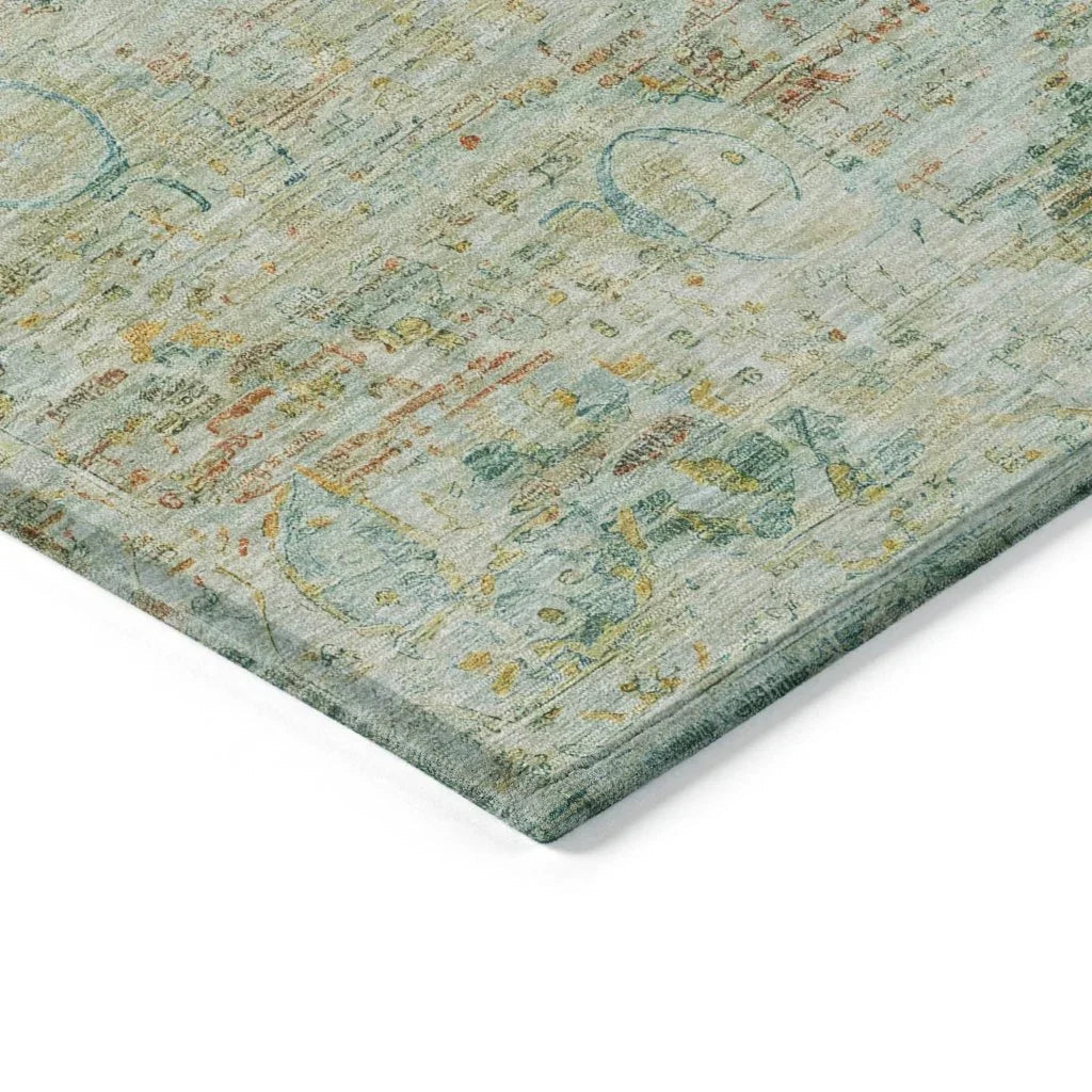 Rosantha Green Washable Indoor - Outdoor Rug - LOOMLAN - LOOMLAN Rugs - Outdoor Rugs