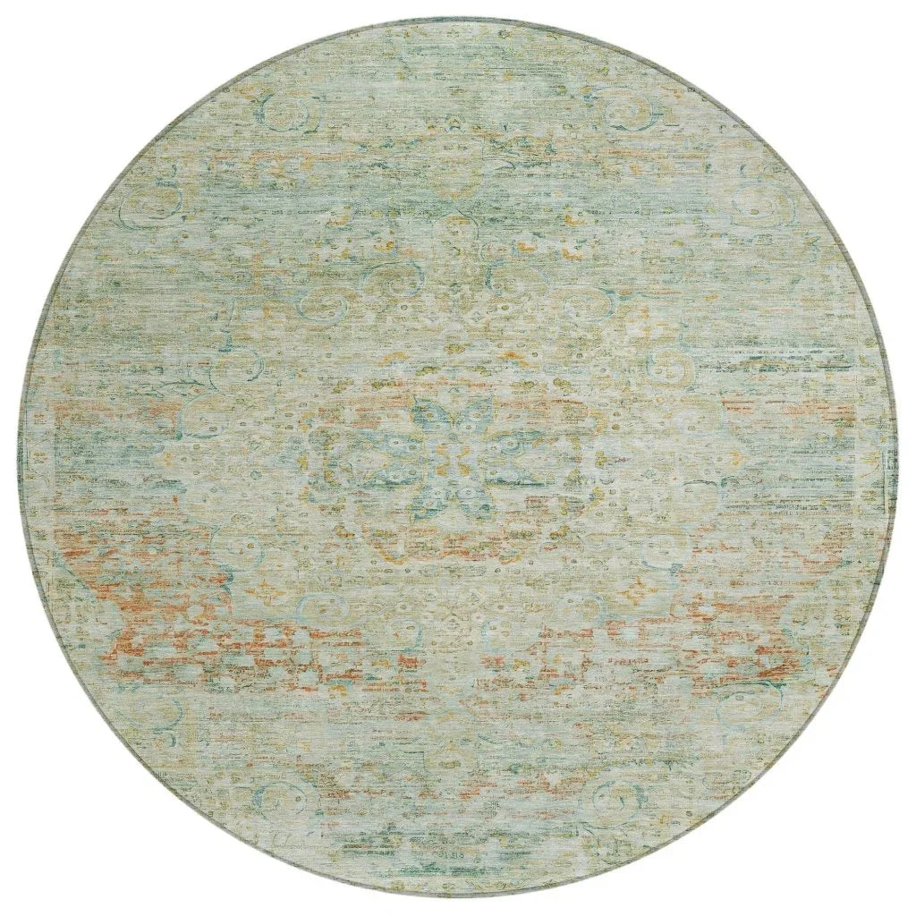 Rosantha Green Washable Indoor - Outdoor Rug - LOOMLAN - LOOMLAN Rugs - Outdoor Rugs