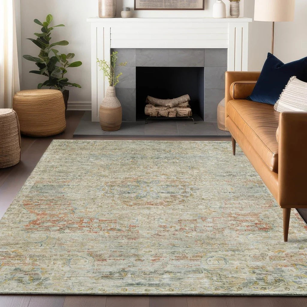 Rosantha Tan Washable Indoor - Outdoor Rug - LOOMLAN - LOOMLAN Rugs - Outdoor Rugs