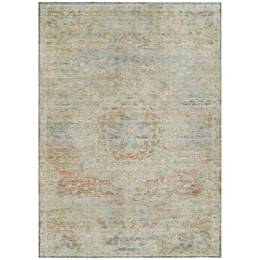 Rosantha Tan Washable Indoor - Outdoor Rug - LOOMLAN - LOOMLAN Rugs - Outdoor Rugs