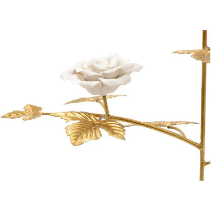 Rose Antique Gold Leaf Stem Sculpture - LOOMLAN - Chelsea House - Statues & Sculptures