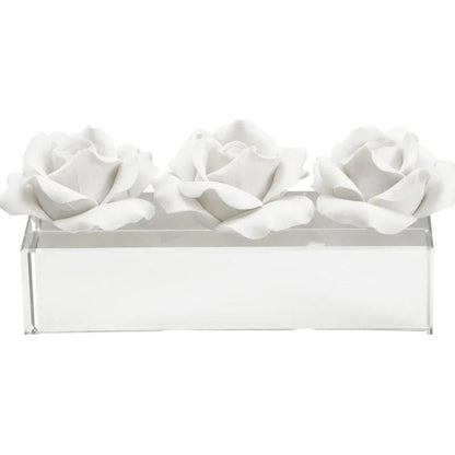 Rose Pave Crystal Base Ceramic Roses Sculpture - LOOMLAN - Chelsea House - Statues & Sculptures