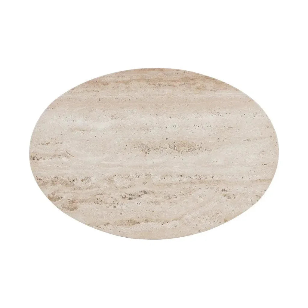 Roshni Side Table Travertine Top & Gold Base - LOOMLAN - SUNPAN - Side Tables