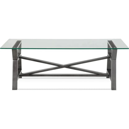 Ross Metal & Glass Grey Rectangular Cocktail Table - LOOMLAN - Bassett Mirror - Coffee Tables