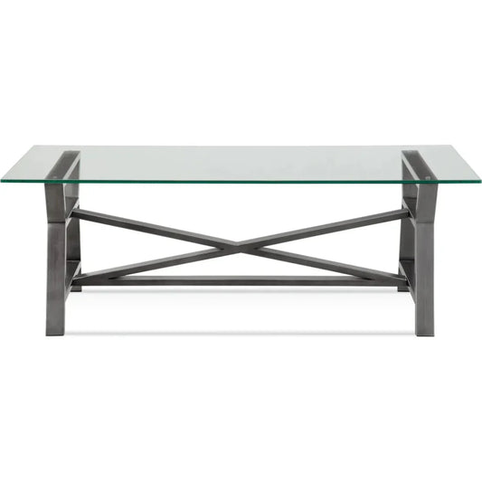 Ross Metal & Glass Grey Rectangular Cocktail Table - LOOMLAN - Bassett Mirror - Coffee Tables