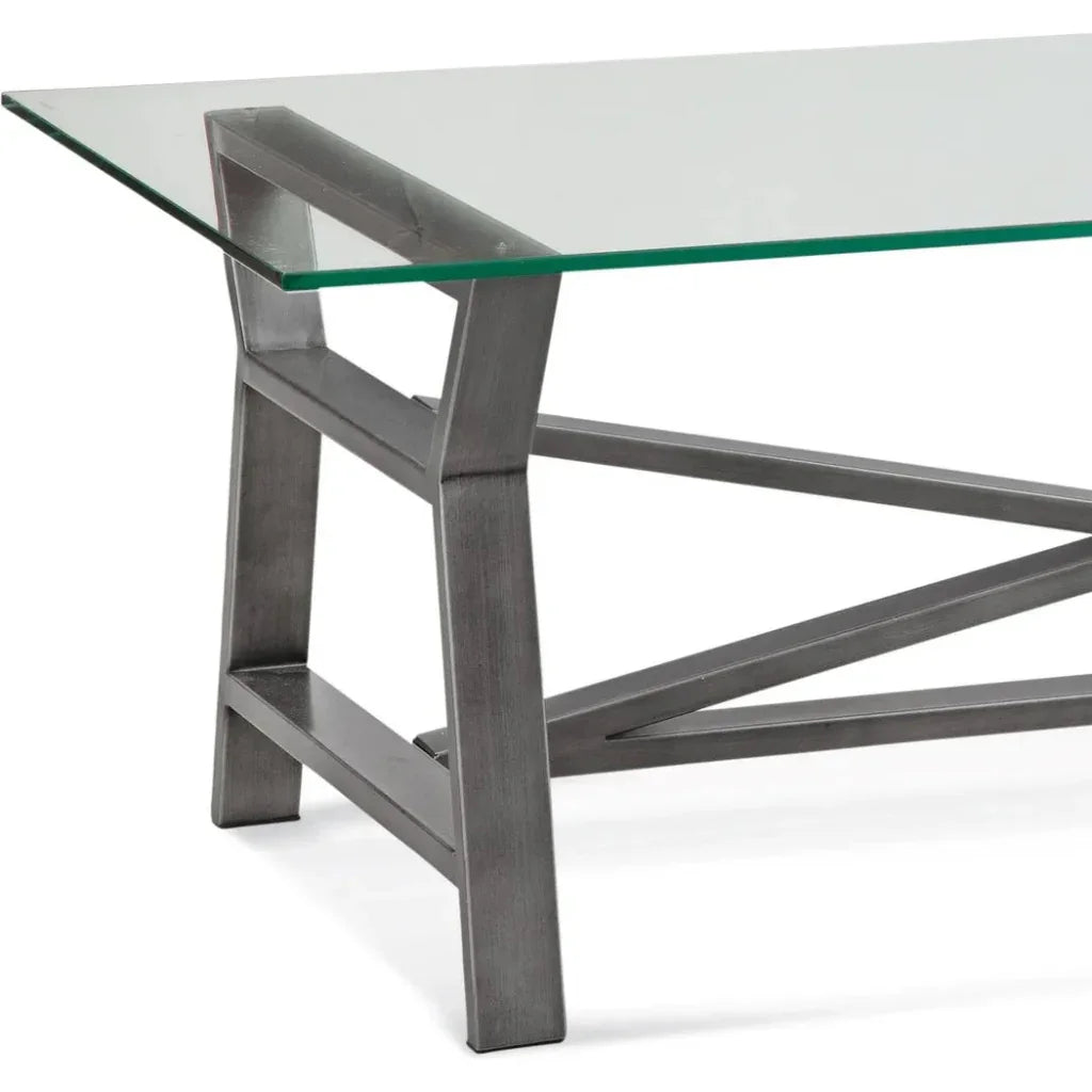 Ross Metal & Glass Grey Rectangular Cocktail Table - LOOMLAN - Bassett Mirror - Coffee Tables