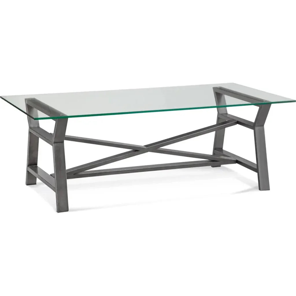 Ross Metal & Glass Grey Rectangular Cocktail Table - LOOMLAN - Bassett Mirror - Coffee Tables