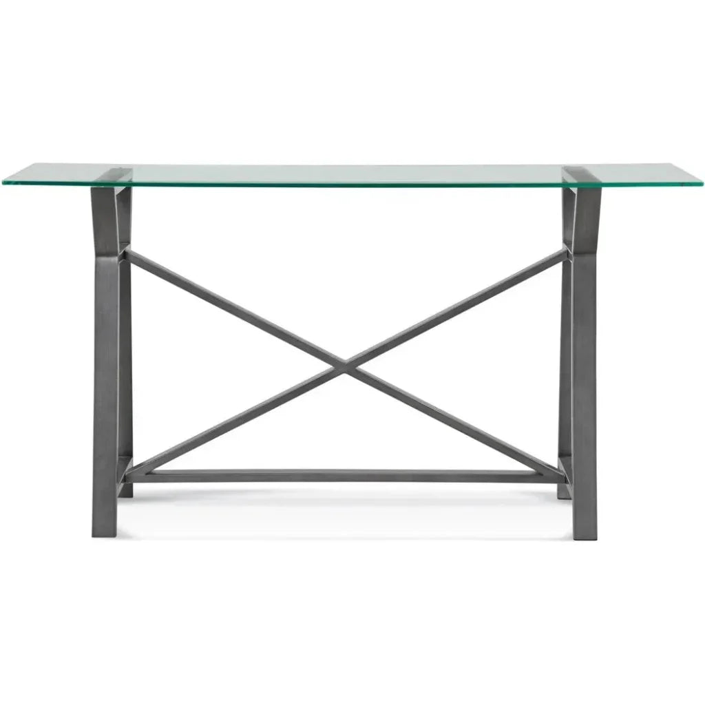 Ross Metal & Glass Grey Sofa Table - LOOMLAN - Bassett Mirror - Console Tables
