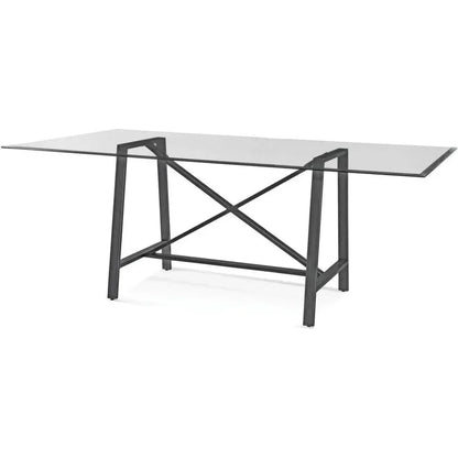 Ross Metal & Glass Silver Rectangular Dining Table-Dining Tables-Bassett Mirror-LOOMLAN