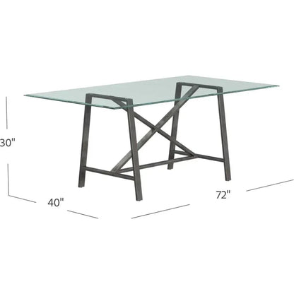 Ross Metal & Glass Silver Rectangular Dining Table-Dining Tables-Bassett Mirror-LOOMLAN