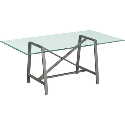 Ross Metal & Glass Silver Rectangular Dining Table-Dining Tables-Bassett Mirror-LOOMLAN