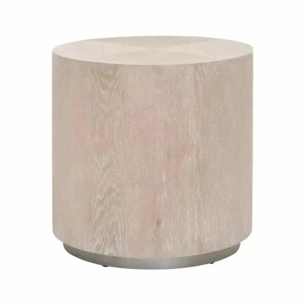 Roto Large Round Side Table Natural Oak and Silver - LOOMLAN - Essentials For Living - Side Tables