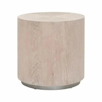 Roto Large Round Side Table Natural Oak and Silver - LOOMLAN - Essentials For Living - Side Tables
