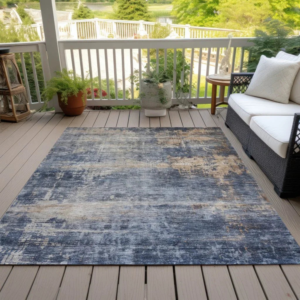 Roumiya Blue Washable Indoor - Outdoor Rug - LOOMLAN - LOOMLAN Rugs - Outdoor Rugs
