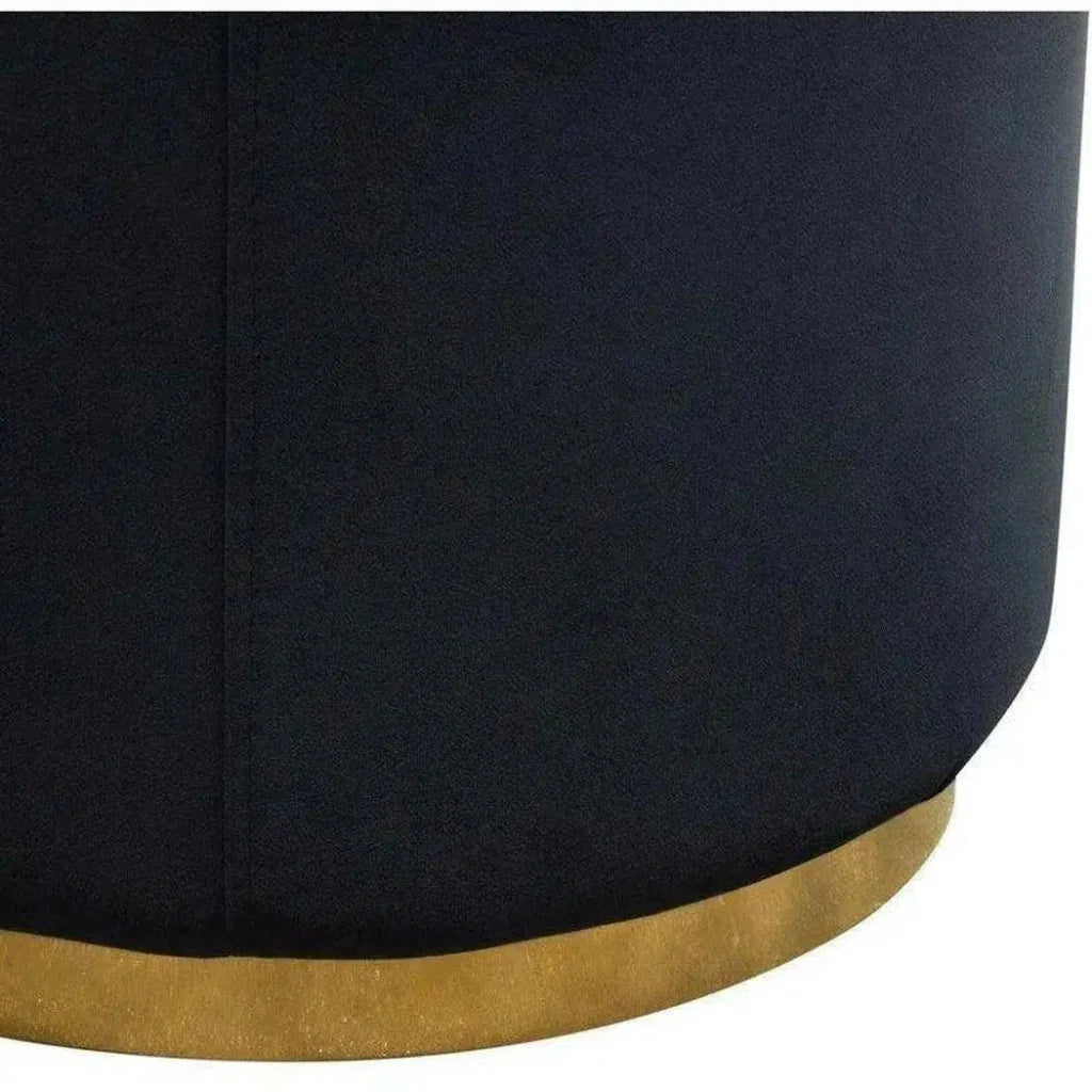 Round Accent Ottoman Black Velvet - LOOMLAN - Diamond Sofa - Ottomans